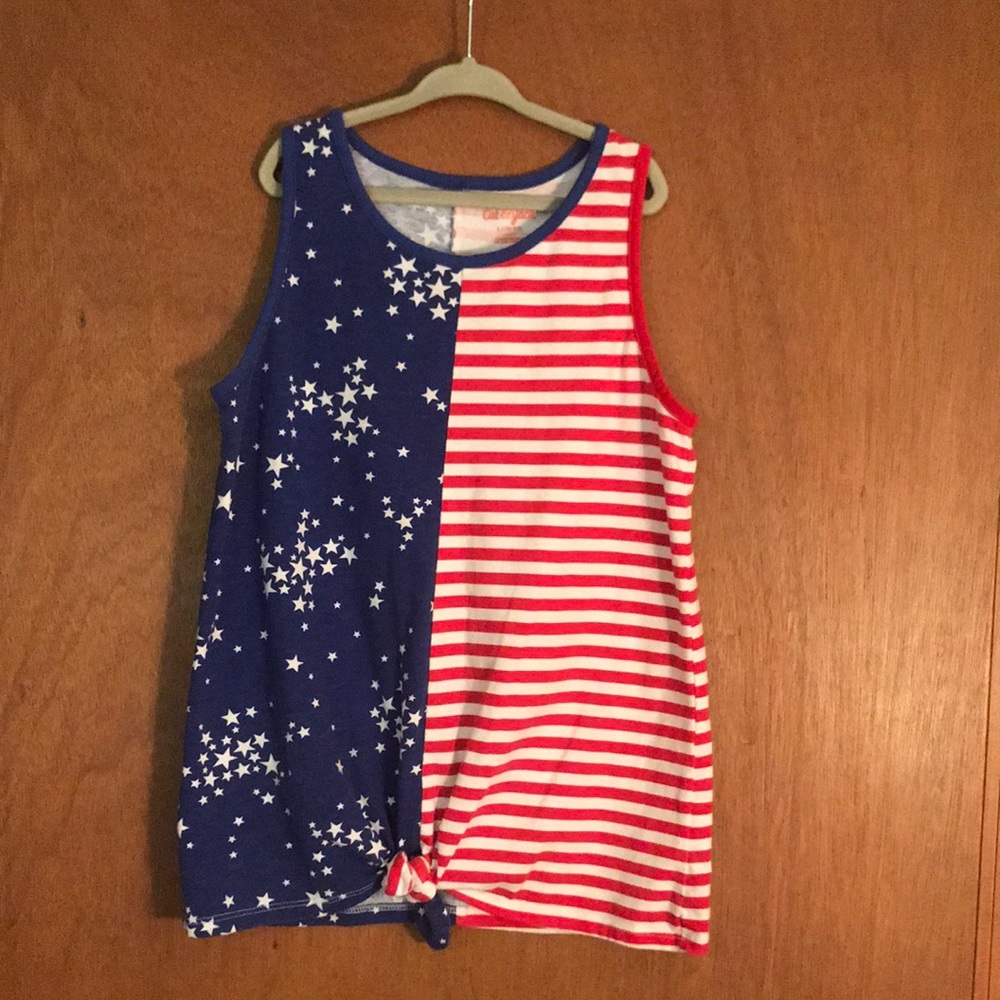 Cat + Jack girls stars + stripes front tie tank